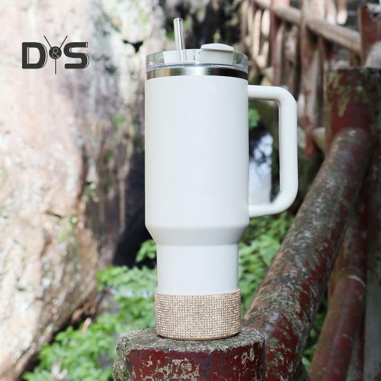 Силиконовый чехол со стразами для стакана 40 унций, блестящий чехол для бутылки с водой, нижний рукав, противоскользящий, игристый, аксессуары для стакана