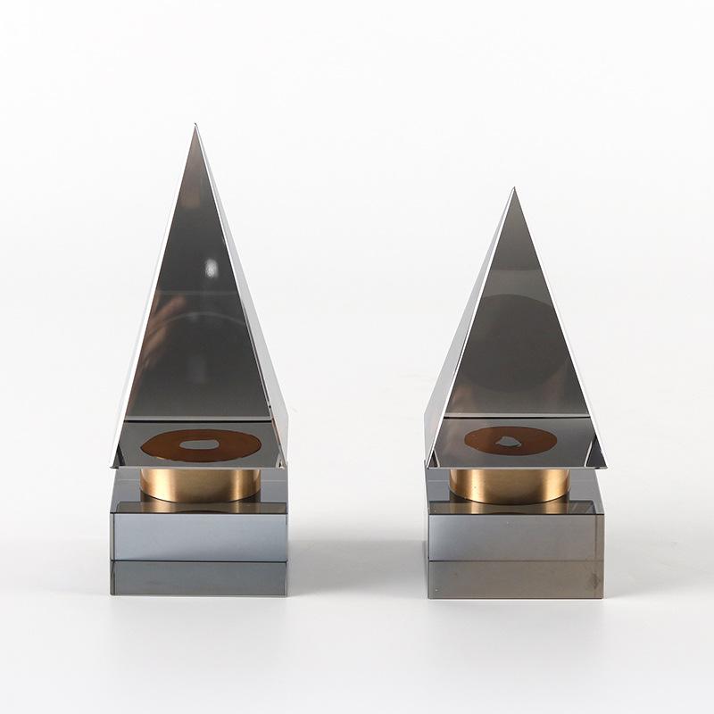 Простые конические треугольные геометрические художественные хрустальные украшения, легкие роскошные модельные дома, креативные украшения в виде пирамиды