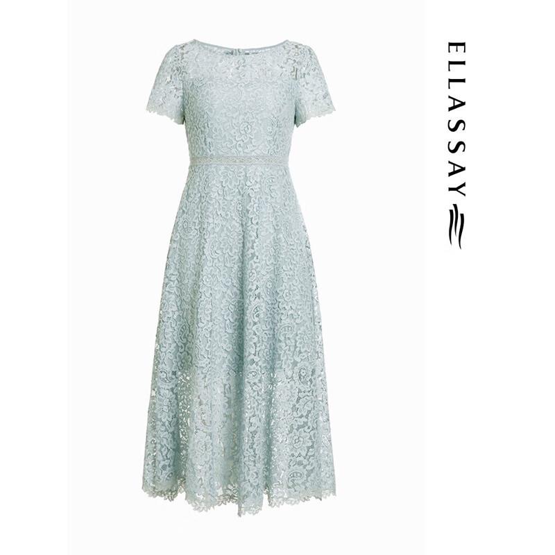 ELLASSAY Spring Elegant Lace Floral A-Line Dress