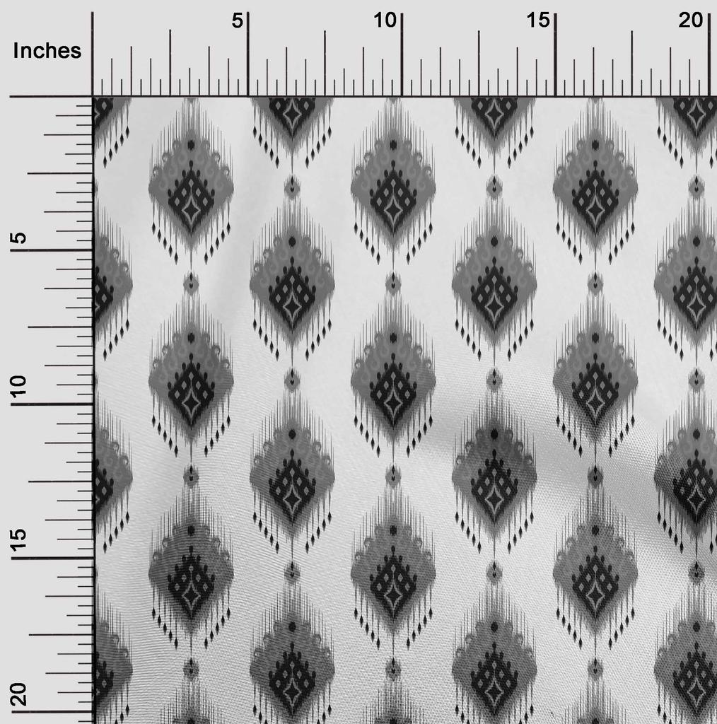 oneOone Cotton Poplin Gray Fabric Ikat Sewing Material Print Fabric By The Yard 42 Inch
