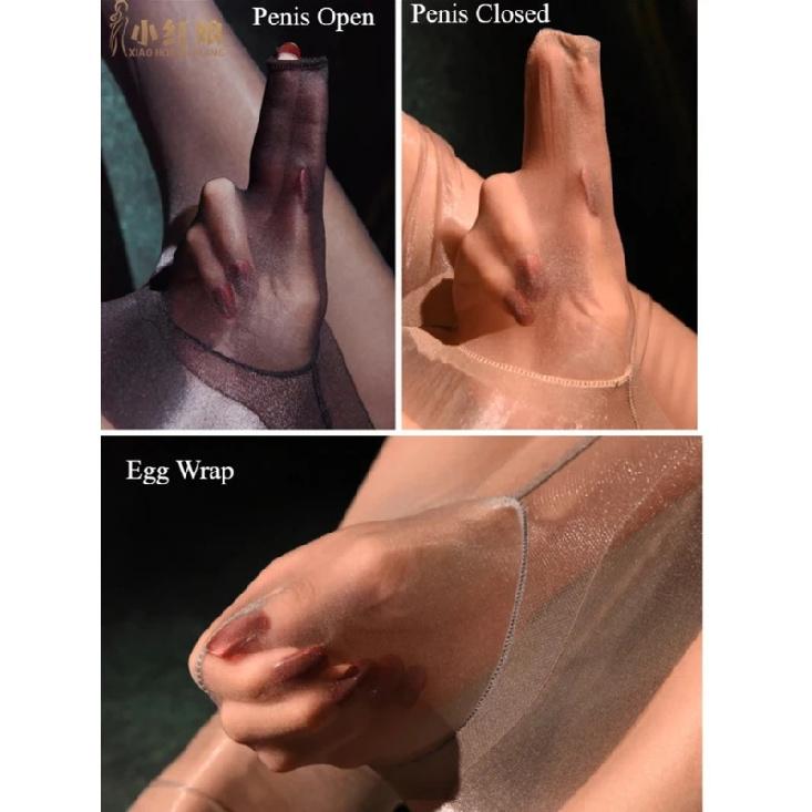 Unisex Jacquard Oil Shiny Stocking Women Men Sexy Ultra-thin Transparent Pantyhose Men Sissy Elastic Pouch Sheath Lingerie Tight