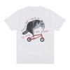 Funny Raccoon on Bicycle Meme T Shirts Men Women's Casual Vintage Cartoon T Shirt Summer Cotton Humor Short Sleeve T-shirts Tops