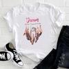 (Asian Size) Short Sleeve Tee Top Dream Feather Vintage Style Cute Fashion Tshirt Women Clothing Casual Print Lady Female Graphic T-shirt