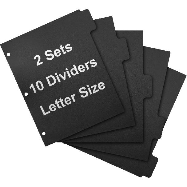 3 Ring Binder Dividers with 5-Tabs for Letter Size, 1/5 Cut, 3-Hole Punched, Write & Erase Plastic Binder Dividers Extra Durable Section Index