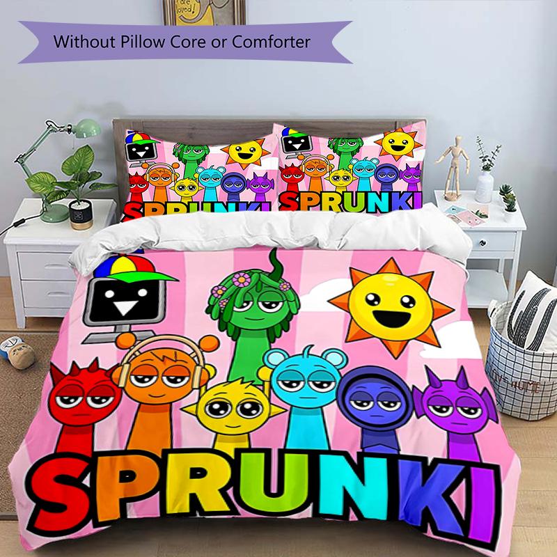 3pcs SPRUNKI3 Design Cover Set - HD Printed Bedding with 1 Cover and 2 Pillowcases - Perfect for Home and Dorm Decor