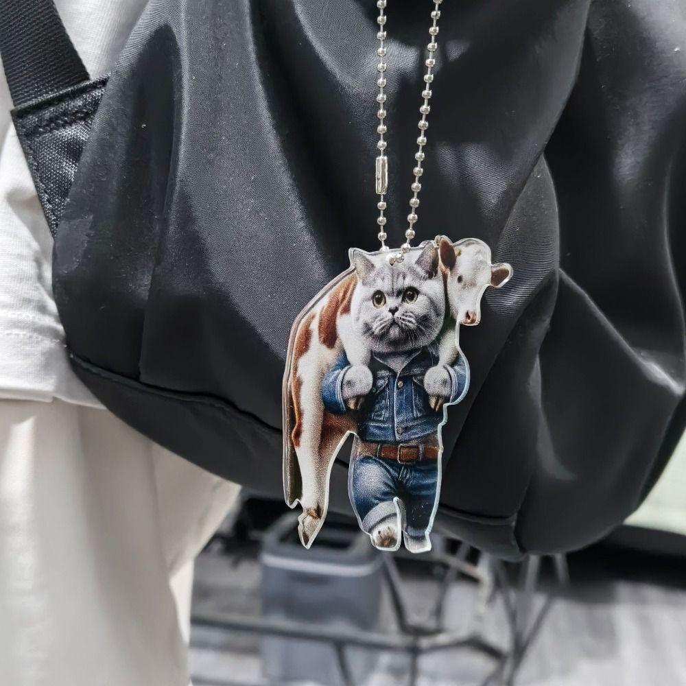 Подвеска для сумки Кот Брелок для ключей от машины Кольцо для ключей от машины Украшение для машины Модная акриловая подвеска Салон автомобиля