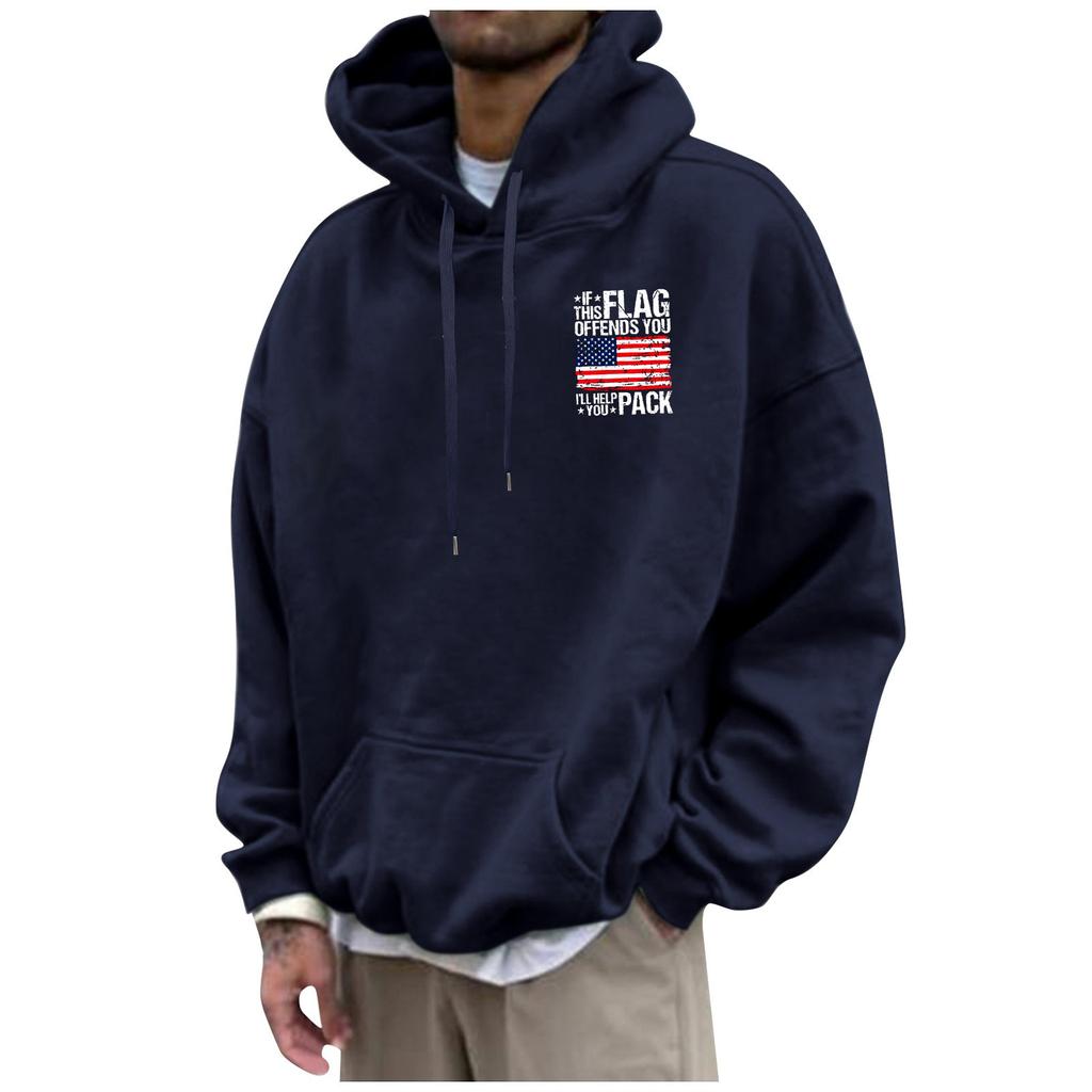 Men's Loose Printed Hooded Sweatshirt Men's Casual Fashion Sports Sweatshirt