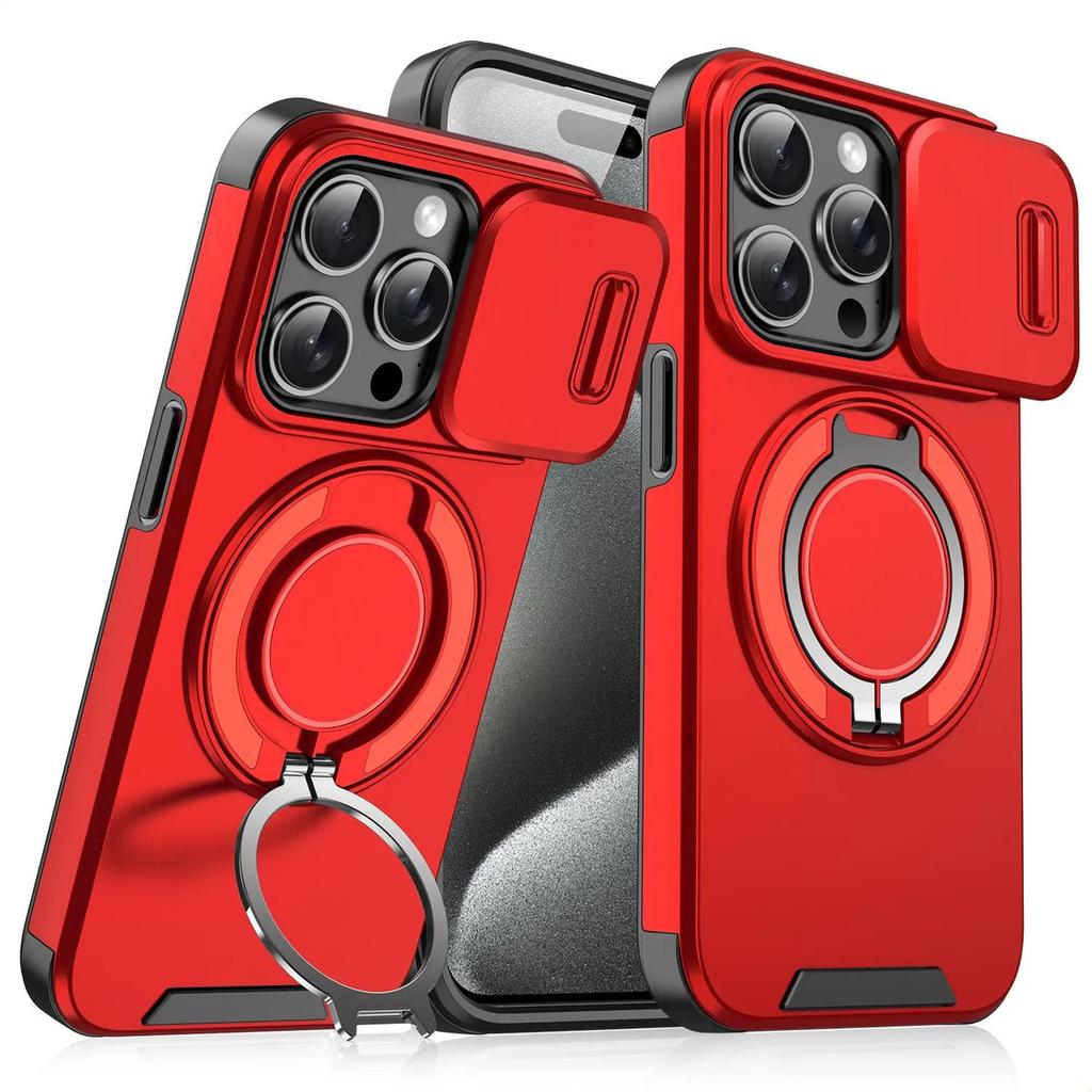 Чехол для iPhone 16 Pro Max, Магнитная крышка для камеры, Чехол для телефона с вращающимся на 360° кольцом-держателем для iPhone 16