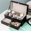 2-уровневый 4-слотовый ящик для хранения часов для мужчин и женщин, органайзер для часов из искусственной кожи, витрина для ювелирных изделий, органайзер с ящиком для ювелирных изделий