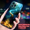 Luminous Phone Case Meteor Beach Luminous Glass LED Call Flash Phone Protective Case Suitable for IPhone