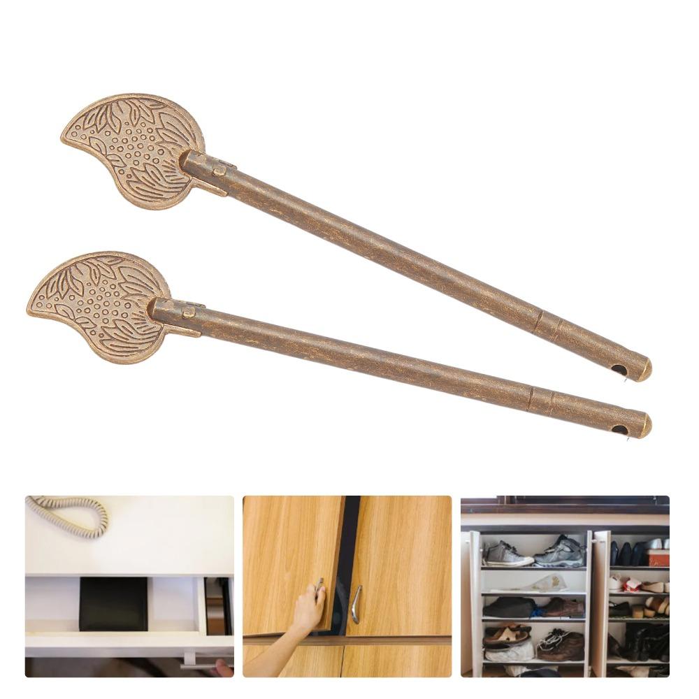 2pcs Leaf Shape Door Latch Locking Pin Brass Box Latch Locking Pin Antique Cabinet Key Latch Drawer