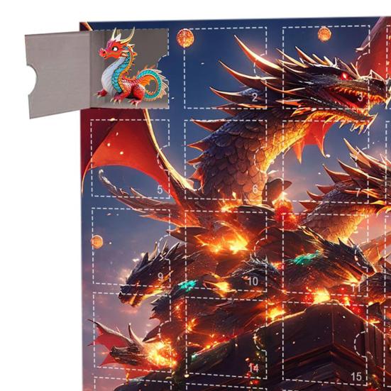 Адвент-календарь с драконом-малышом, 24-дневный календарь обратного отсчета до Рождества внутри, акриловый мультяшный дракончик