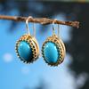 2024 Cute Unique Gold Color Inlaid Blue Stone Earrings for Women Trendy Bohemian Dangle Earrings Engagement Wedding Zircon