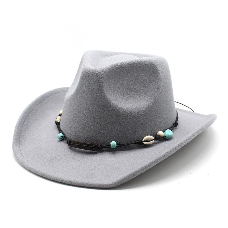 Western Cowboy Top Hat Rolled Brim Retro Riding Hat Men'S And Women'S Woolen Felt Hat Jazz Hat Sun Hat