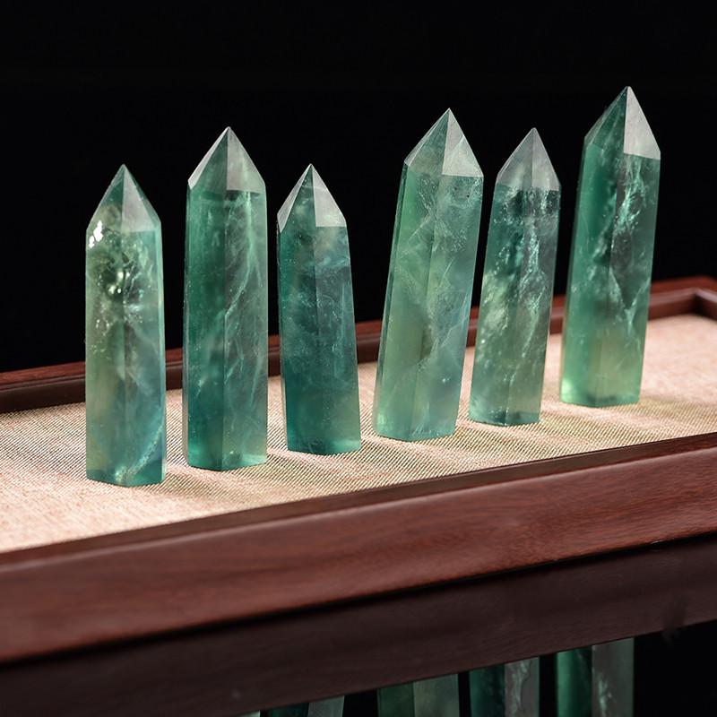 Radiant Natural Green Fluorite Quartz Crystal Point Hexagonal Wand For Healing And Reiki