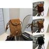 Vintage Style Suede Crossbody Bag For Women With Trendy Fringe Design In Black Brown And Tan