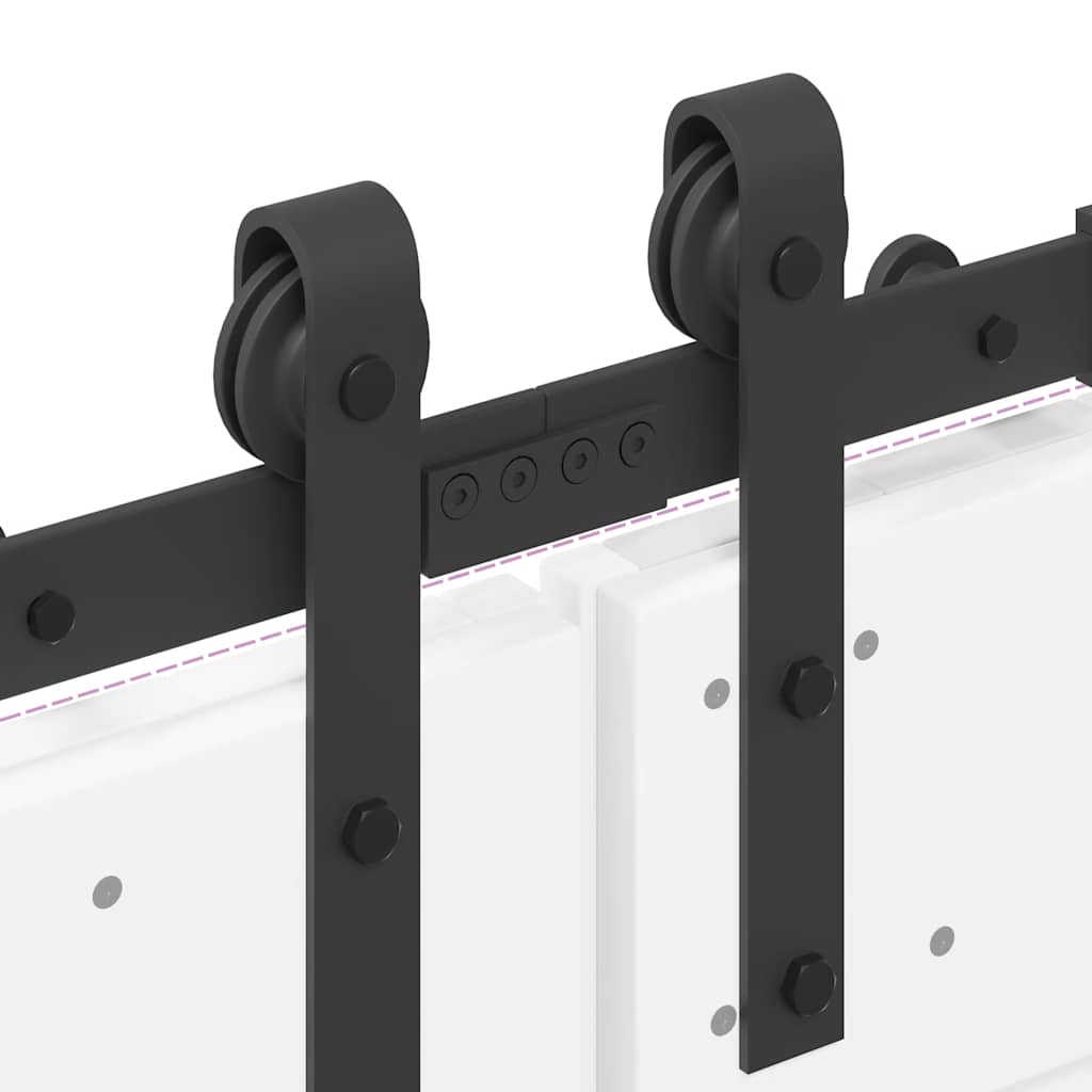 Sliding Door Hardware Set 400 cm Steel Black