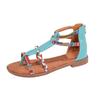 2025 New Foreign Trade Summer Women's Sandals Bohemian Ethnic Style Colorful Splicing Large Size Flat Sandals