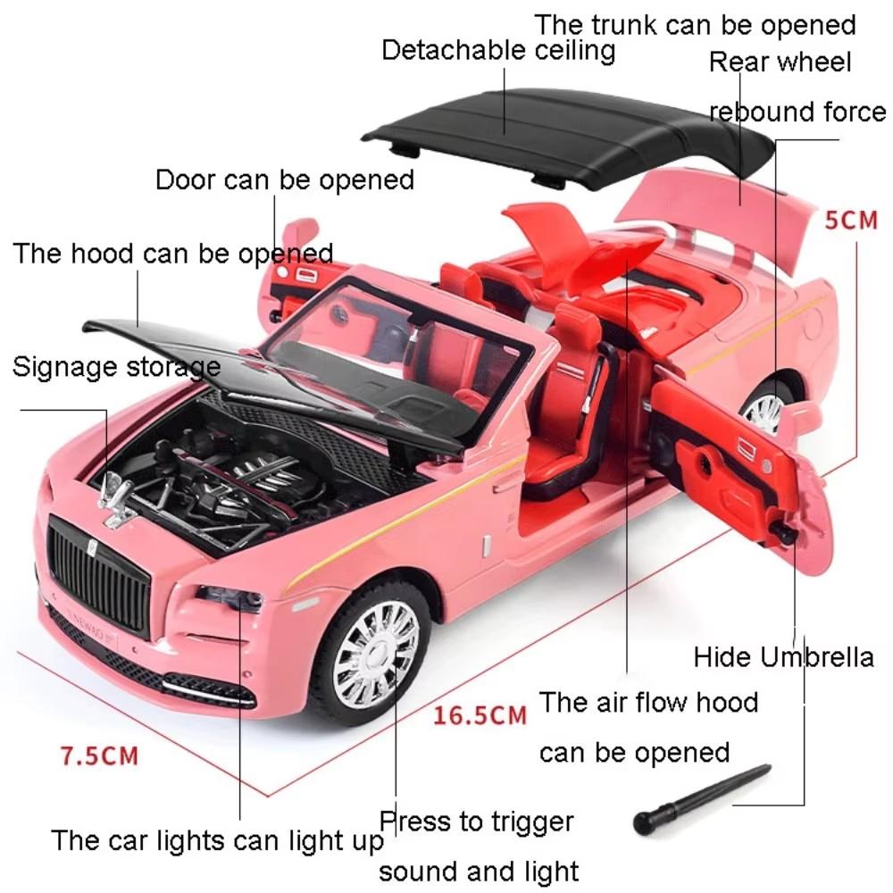 1:32 Роллс-ройс Рейт Доун Игрушки-машинки Литой сплав Миниатюрная модель 4 открывающиеся двери Звук Свет Инерционные машинки Подарки для взрослых мальчиков