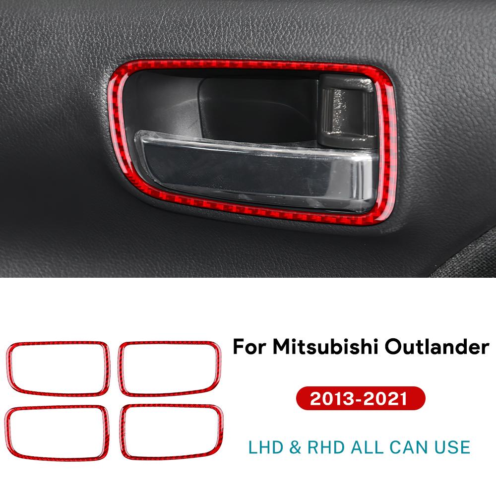 Для Mitsubishi Outlander 2013-2018    Наклейка из настоящей мягкой углеродной фибры Рамка внутренней ручки двери автомобиля LHD RHD Аксессуары