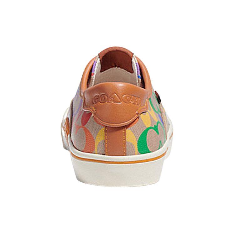 COACH Lace Up Low top Stylish Skateboarding Shoes Women's Rainbow CA854-L38