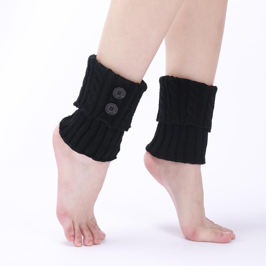 Women Autumn and Winter Knitting Twists Button Short Leg Protectors Knee Protectors New Wool Warm Boots Foot Covers
