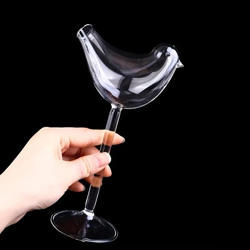 2pcs, 6.8oz Birdie Wine Glasses - Clear Glass Goblets for Bar, Pub, Club, Restaurant, Home Use - Creative Champagne Flutes for Summer Drinkware