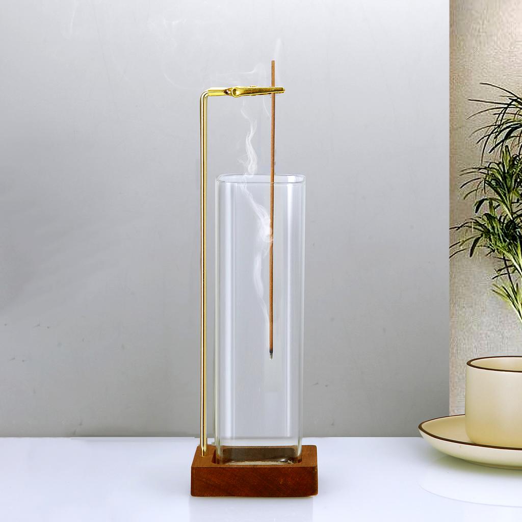 Подставка для благовоний, деревянная подставка для благовоний со стеклянным золоуловителем, анти-пепельная летающая курильница для йоги, домашний декор