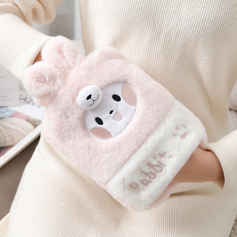 Plush Hand Warmer: Cozy, Explosion-Proof Hot Water Bottle with Washable Cover for Autumn & Winter.