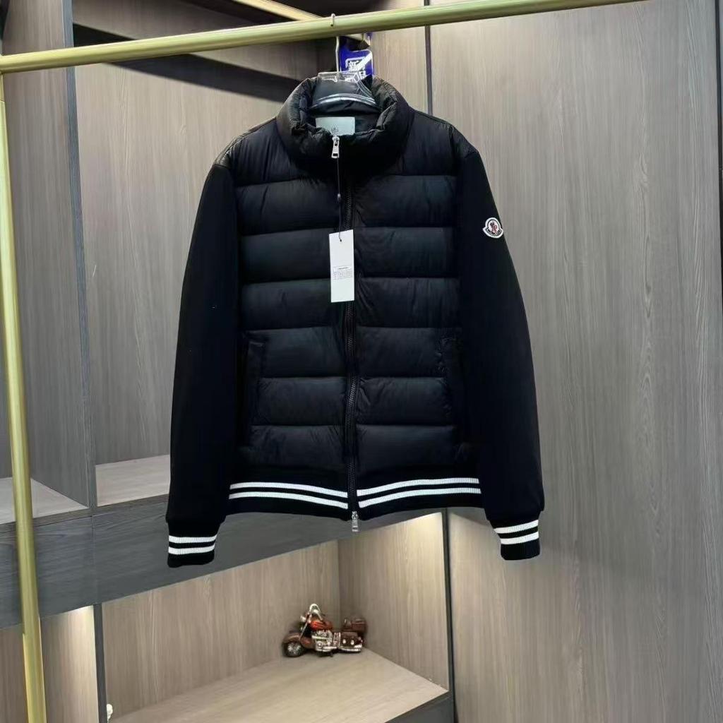 Европейский бренд M Мужская пуховая куртка с рукавами из шерстяного трикотажа - Унисекс Модное пальто с воротником-стойкой
