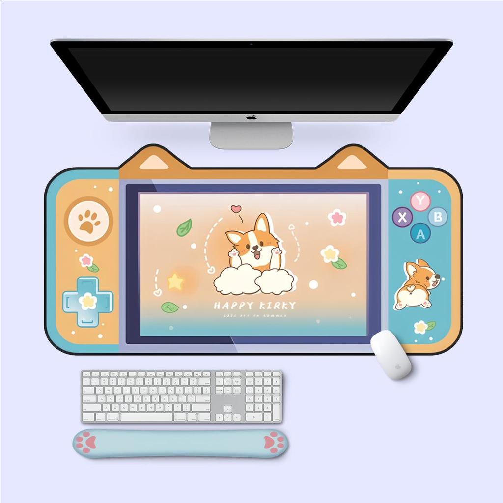 DATA FROG Большой коврик для мыши с милыми кошачьими ушками, компьютерная клавиатура, настольный коврик, большой геймерский коврик для мыши, розовый игровой коврик с героями мультфильмов для девочек, Kawaii, игровые аксессуары