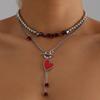 Fashion Spicy Girl Style Heart Crystal Splicing Chain Necklace Jewelry