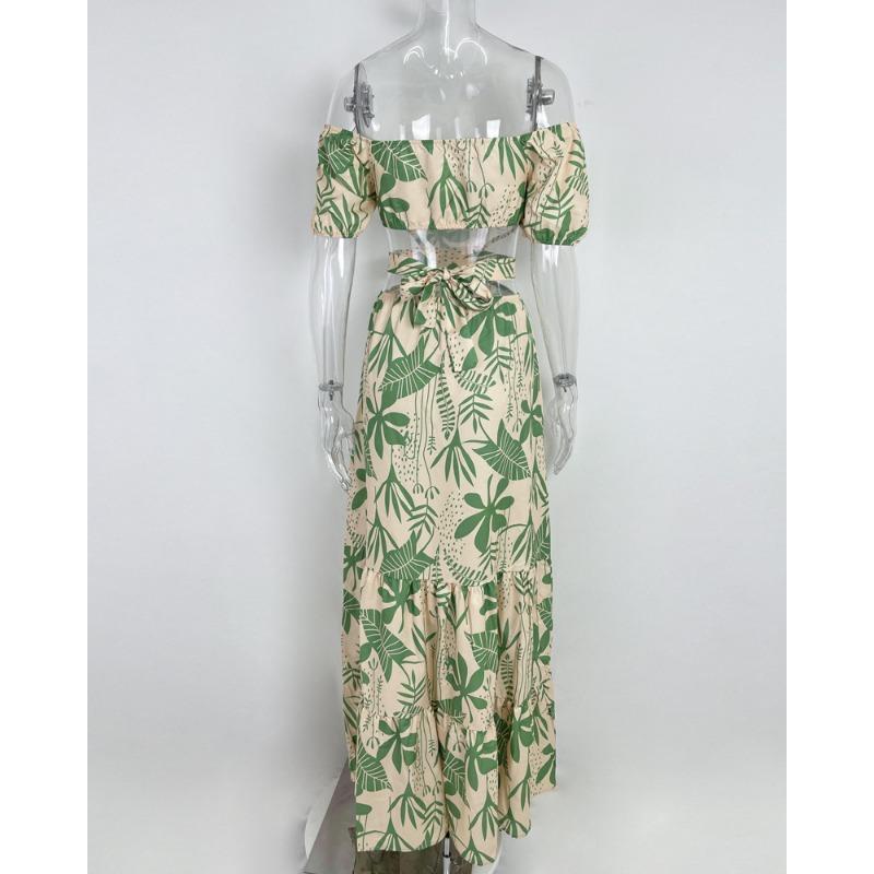 Женские темпераментные тонкие ажурные платья со шнуровкой и принтом