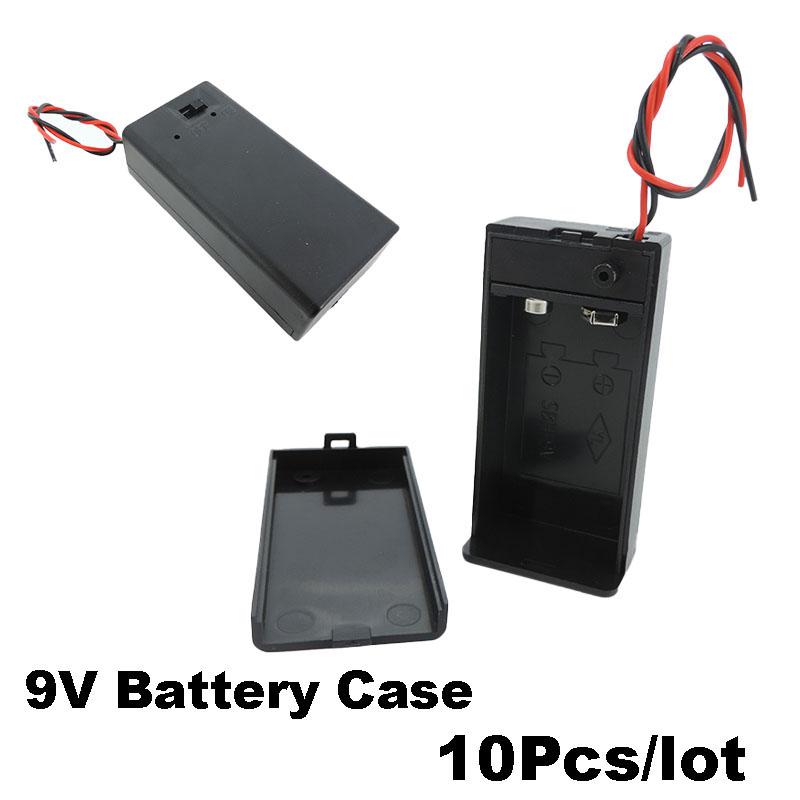 10 шт./лот, коробка с держателем батареи 9 В с проводом, переключатель включения/выключения, чехол, 2-контактный провод для коробки PP3, держатель для блока питания «сделай сам», док-станция