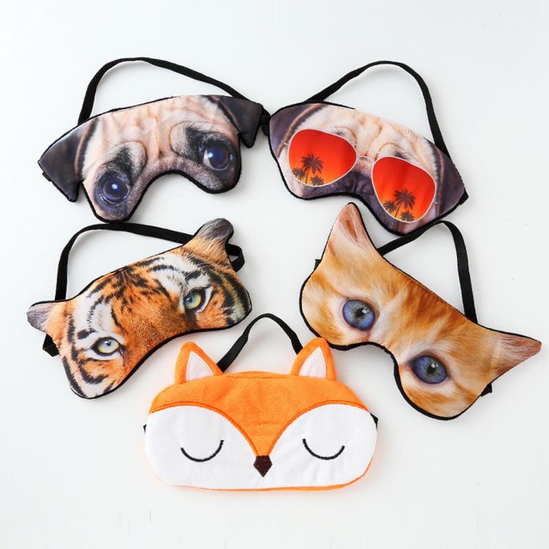 3d Animal Cartoon Eye Mask Super Realistic Creative Tiger Pug Cat Blackout Sleep Eye Mask