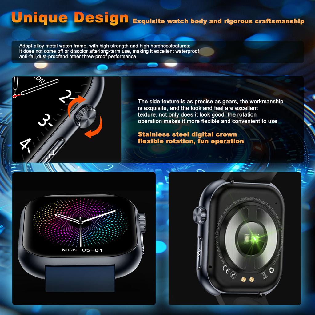 SACOSDING Женские умные часы с экраном Amoled для мужчин, для активного отдыха, Bluetooth, для звонков, ЭКГ, для мониторинга здоровья, для спорта, фитнес-трекера, умные часы