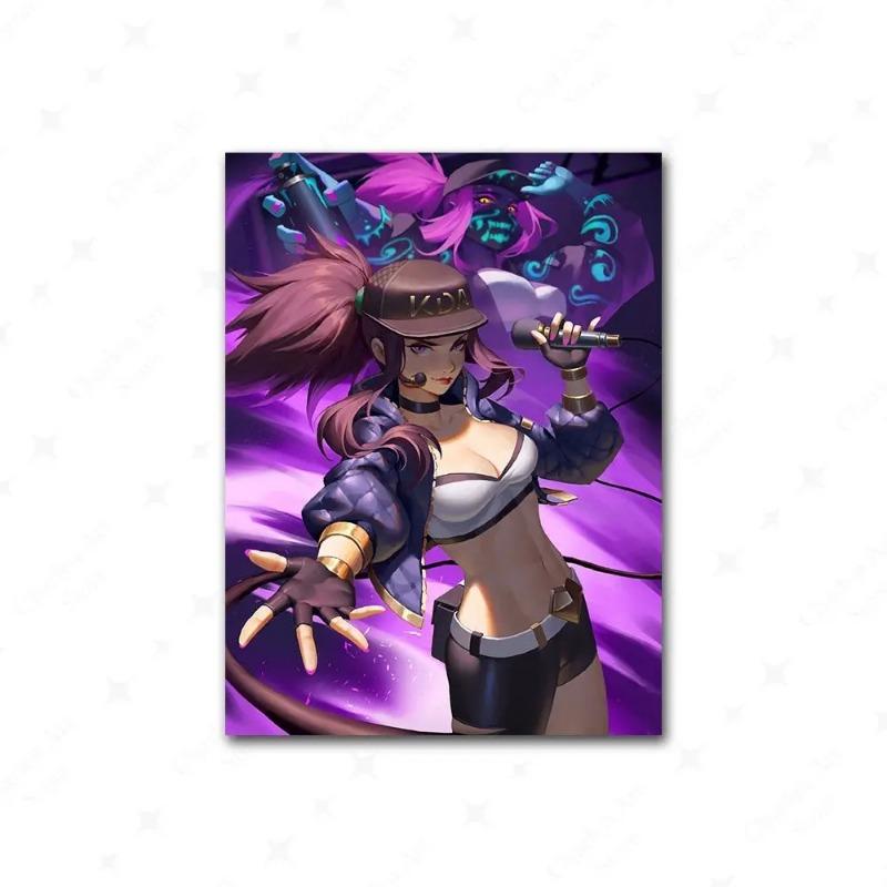 Game League Of Legends Figure KDA Poster LOL Evelyn Kasha Ahri Sexy Girl Canvas Painting Neon Style Wall Art Pictures Home Decor