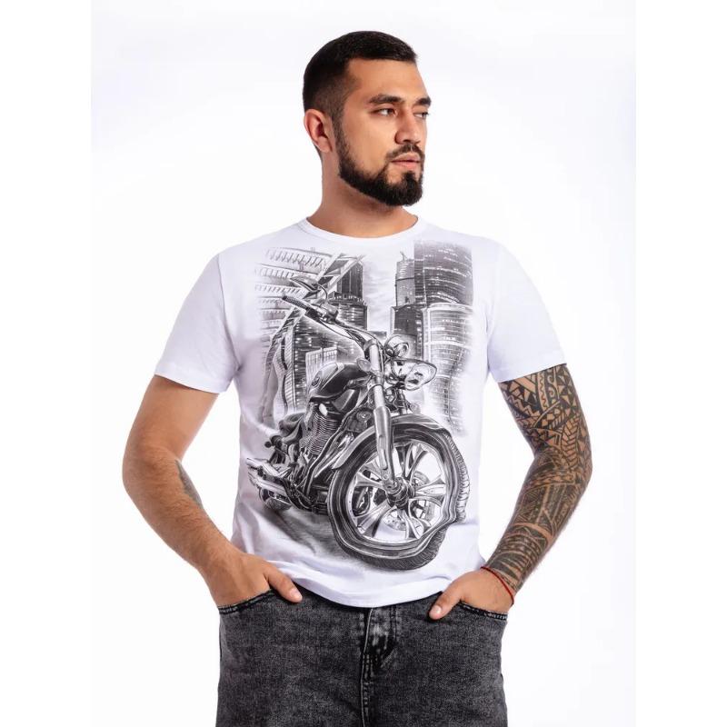 Men Moto Printed Short Sleeve O Neck T Shirt Summer Tees