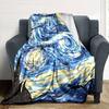Starry Night Sky Flannel Blanket Super Soft Warm Cozy Blanket For Sofa Bed Office Travel Allseason Home Decor Gift