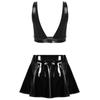 Женский сексуальный бюстгальтер из лакированной кожи из 2 предметов с расклешенными мини-юбками, комплекты клубной одежды для вечеринок Rave Dance
