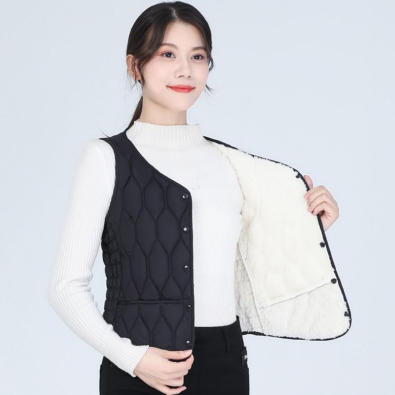 Womens Short Puffer Vest Winter Warm Inner Layer Thickened Cotton Filled Sleeveless Top Office Casual Wear