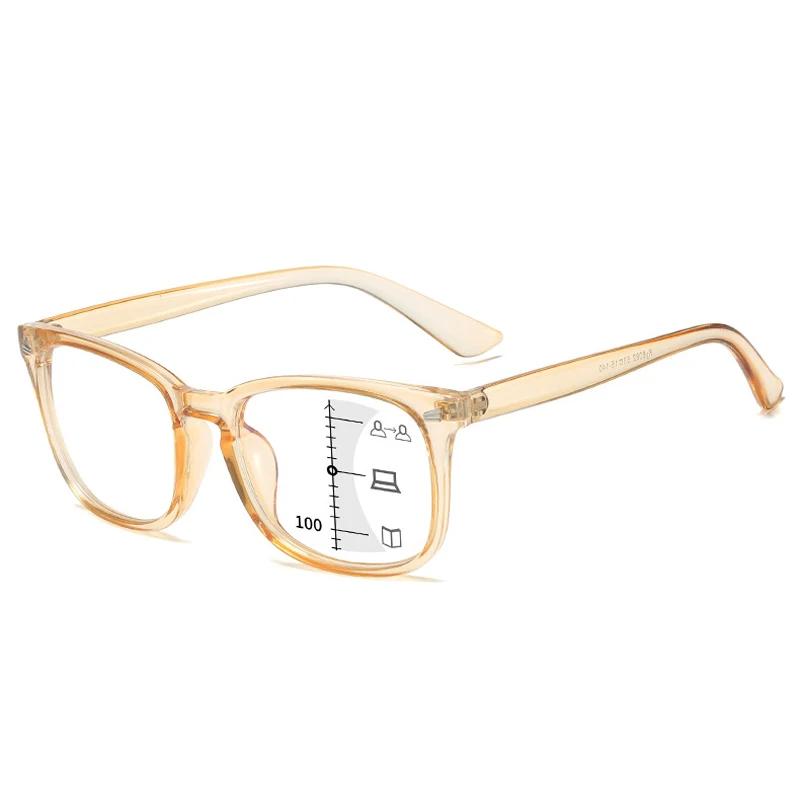 Square Multifocal Progressive Reading Glasses Men Fashion With Diopters Anti-glare Computer Eyeglasses Women UV400