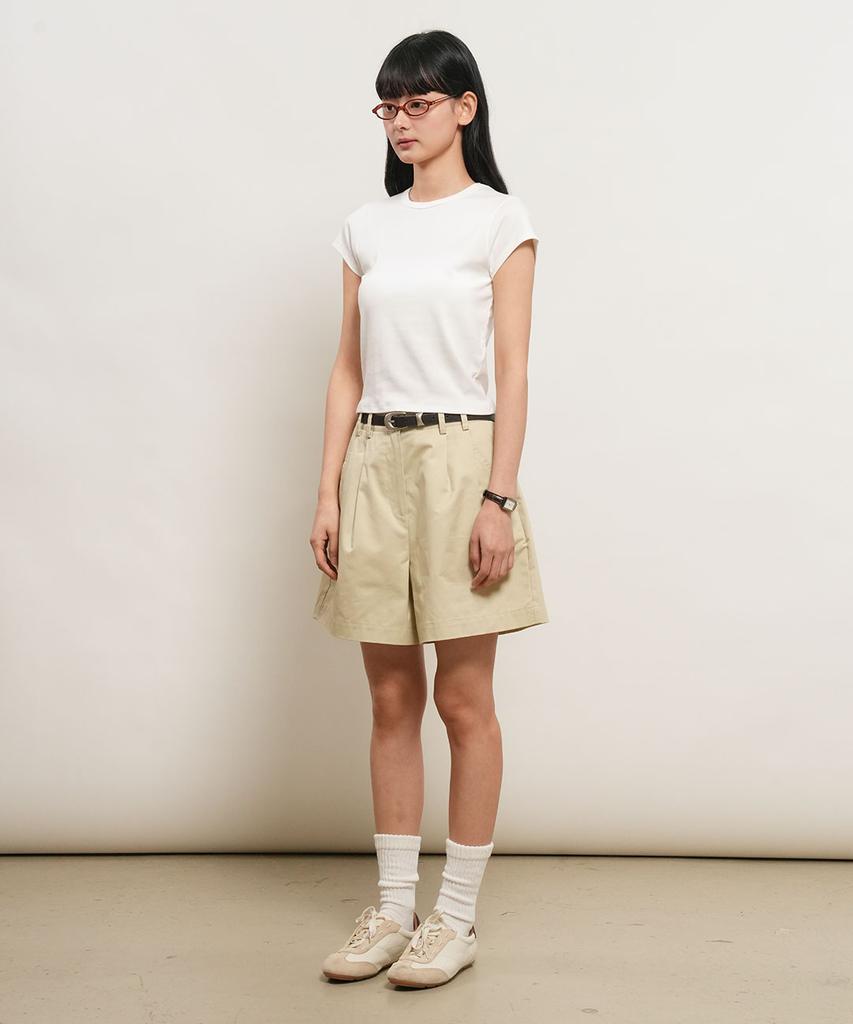 GENERALIDEA Double-Pleat Cotton Half Pants [Beige] / Gf2Lhp518