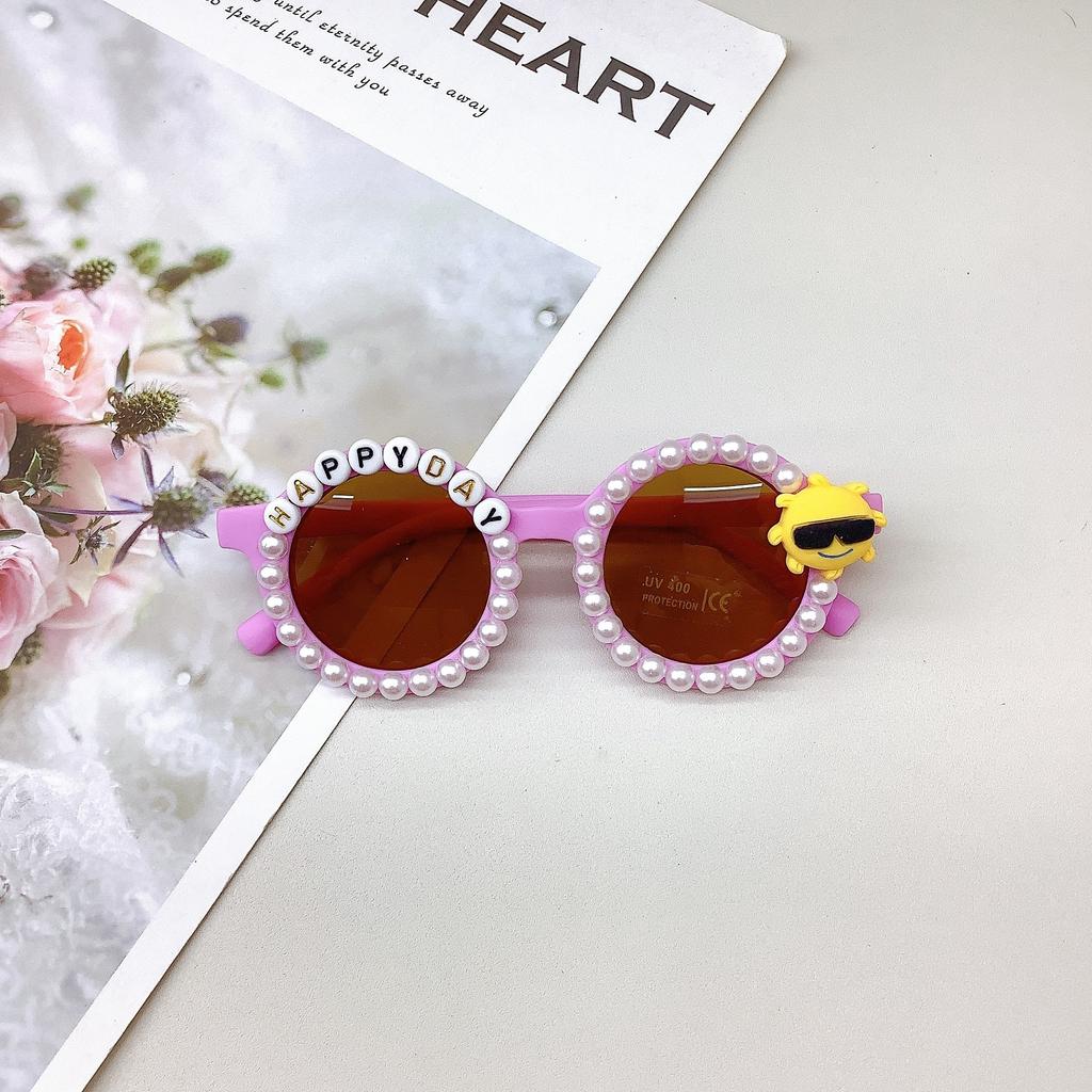 Ретро детские солнцезащитные очки Simple Temperament Diy Pearl солнцезащитные очки для мальчиков и девочек солнцезащитные очки с защитой от солнца и ультрафиолета