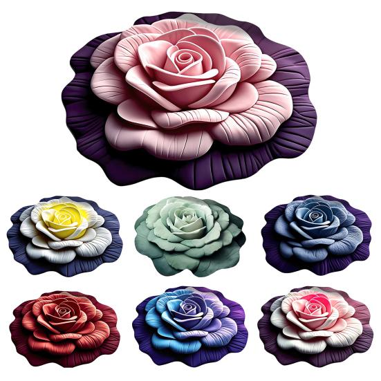 Peony Floor Mat 3D Visual Effect Floral Rug Absorbent Bathroom Mat