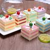 Simulation Mini Square Fruit Cream Cake MultiColor Artificial Cube Cupcake Fake Cake Dessert Decor for Kitchen Bakery Display