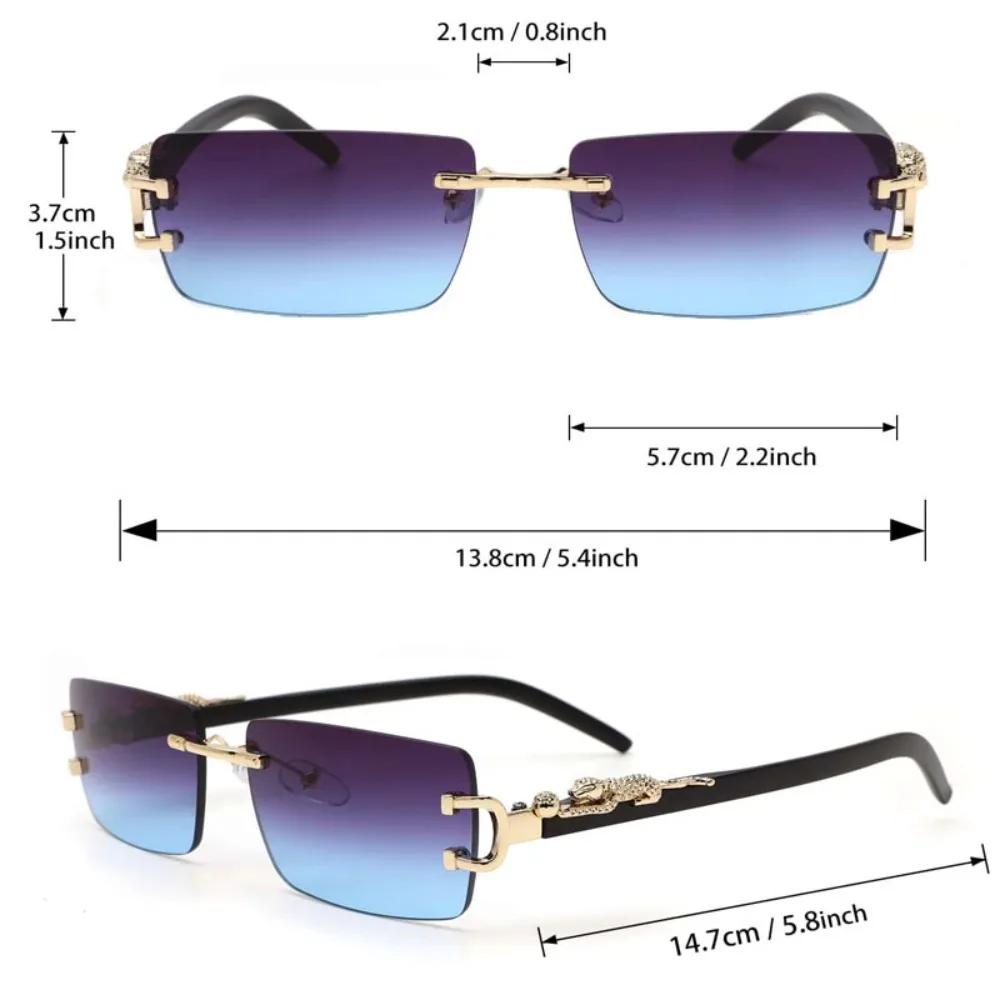 1 Pc Fashionable Women Men Sunglasses Frameless Rectangular Personalized Sunglasses for Daily Life Vintage Sun Glasses