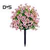 1/2Pcs Artificial Violet Flower with Stake UV Resistant Faux Plastic Flower Spike Indoor Outdoor Garden Porch Patio Wedding Party Decoration