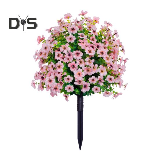 1/2Pcs Artificial Violet Flower with Stake UV Resistant Faux Plastic Flower Spike Indoor Outdoor Garden Porch Patio Wedding Party Decoration