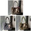 Street Style Leopard Print Plush Tote Bag With Magnetic Closure For Casual Daily Use